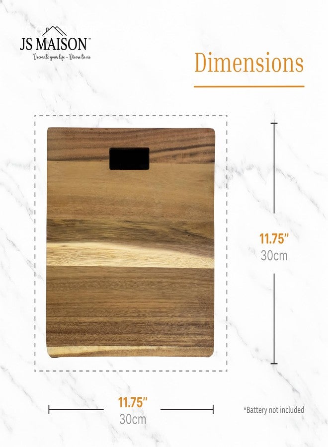 JS Gourmet Acacia Wood Bathroom Body Weight Scale with Digital LCD Display, Maximum Capacity of 396 lbs, Adding a Stylish & Modern Touch to Your Toilet - Image 3