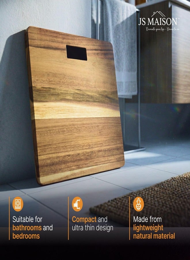 JS Gourmet Acacia Wood Bathroom Body Weight Scale with Digital LCD Display, Maximum Capacity of 396 lbs, Adding a Stylish & Modern Touch to Your Toilet - Image 4