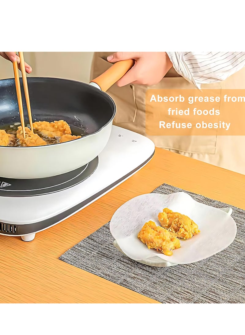 ALMiHomi 50PCS Oil Absorbing Paper for Cooking - Food Grade Hydrophilic Membrane Filter, Disposable Oil Blotting Sheets for Soup, Fried Food, and Baking - Kitchen Grease Absorber, Easy to Use & Mess-Free - Image 2