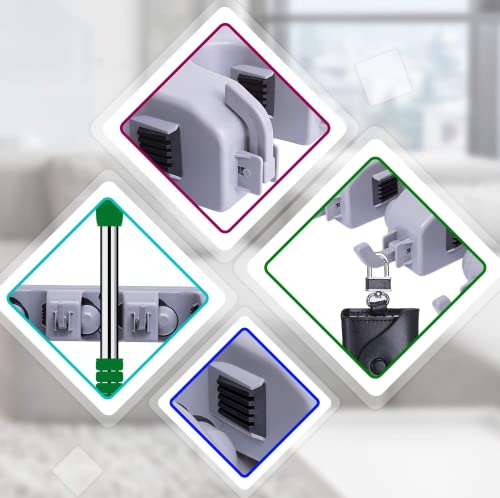 HYRIXDIRECT Broom Holder Wall Mount Broom Organizer Mop Holder Hanger Garden Tool Organizers Storage Rack Garage Laundry Room Organizations and Storage with Hooks Heavy Duty - Image 5