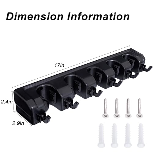 HYRIXDIRECT Broom Holder Wall Mount Broom Organizer Mop Holder Hanger Garden Tool Organizers Storage Rack Garage Laundry Room Organizations and Storage with Hooks Heavy Duty - Image 4