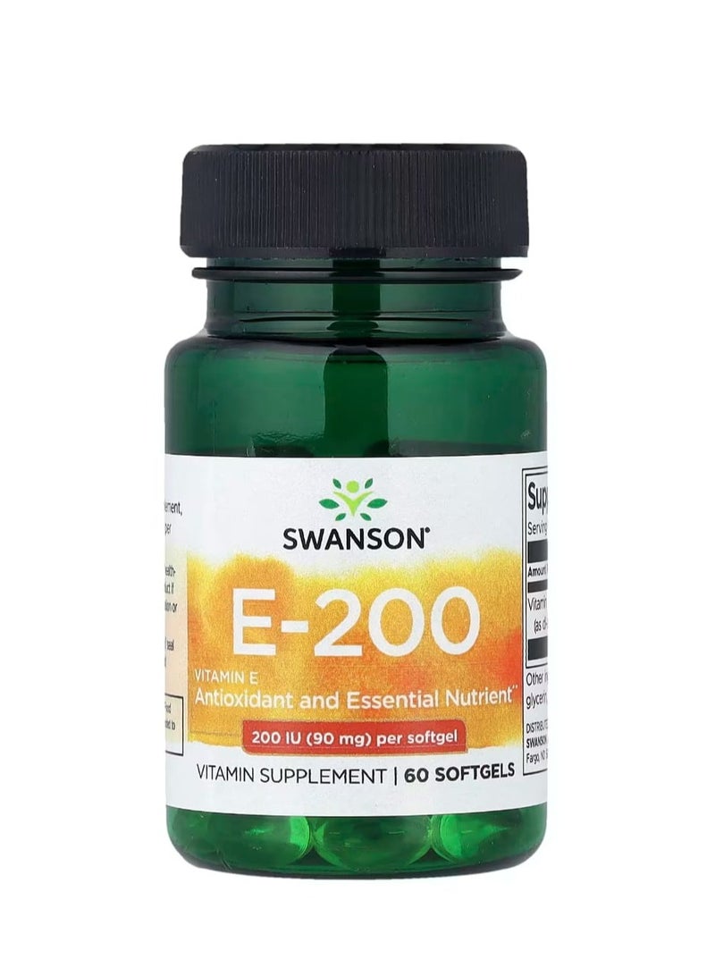 سوانسون فيتامين هـ 90 مجم (200 وحدة دولية) 60 كبسولة هلامية - Image 1