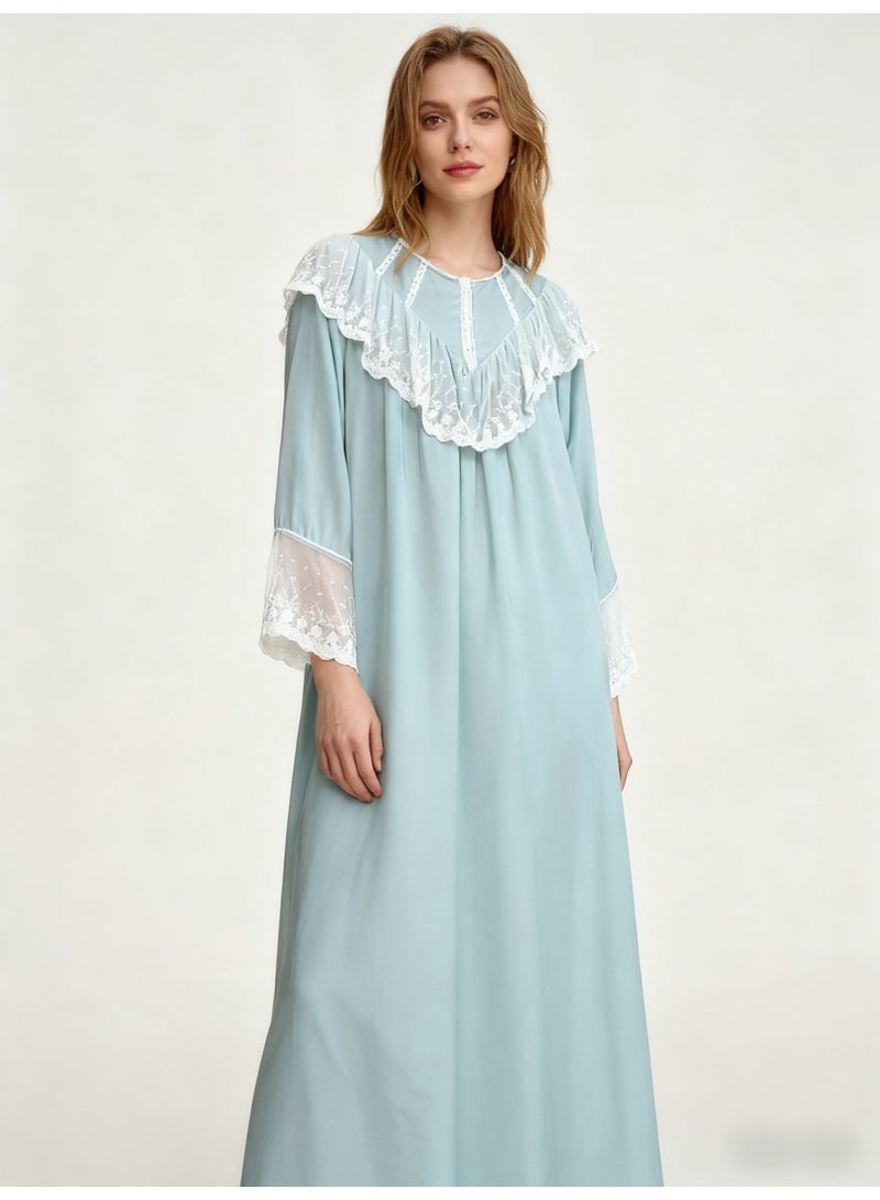 Orchid Lace Blue Sleepshirt-Comfortable and Soft Nightgown - Image 1