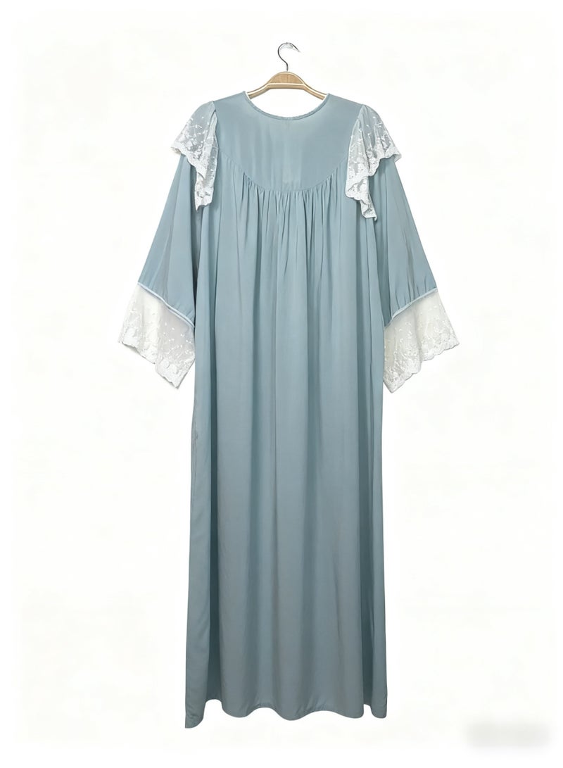 Orchid Lace Blue Sleepshirt-Comfortable and Soft Nightgown - Image 3