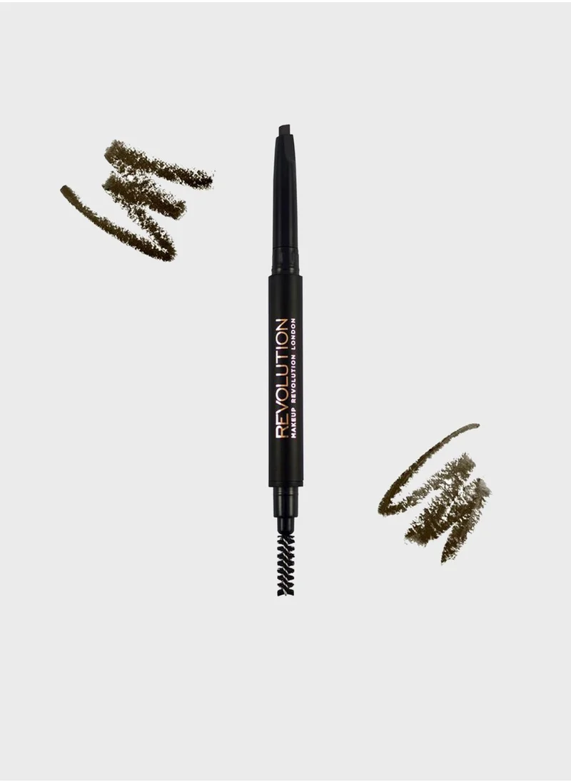 REVOLUTION Duo Brow Pencil - Medium Brown