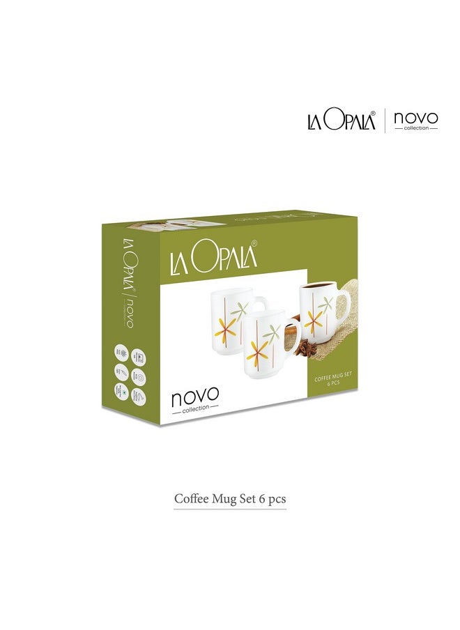 La Opala La Opala, Novo Collection Opal Glass Crockery | Coffee Mug Grace Medium, Set of 6 | Coral Charm, 250 ml | for Tea & Coffee | Microwave Safe | 100% Vegetarian | Extra Strong | Super Light & White  - Image 4