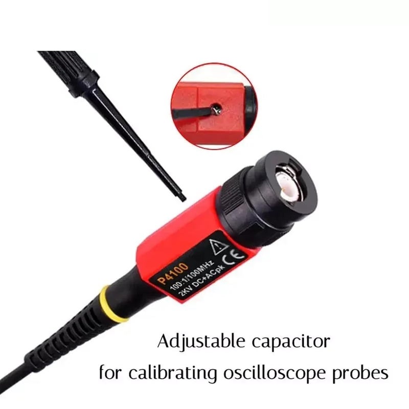 P4100 مسبار راسم الذبذبات عالي الجهد 100 ميجاهرتز 2 كيلو فولت تخفيف 100X قابل للتعديل BNC آمن - Image 4