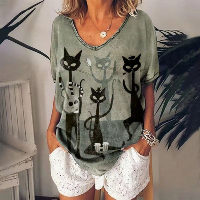 Women's positioning printed T-shirt top - Image 3
