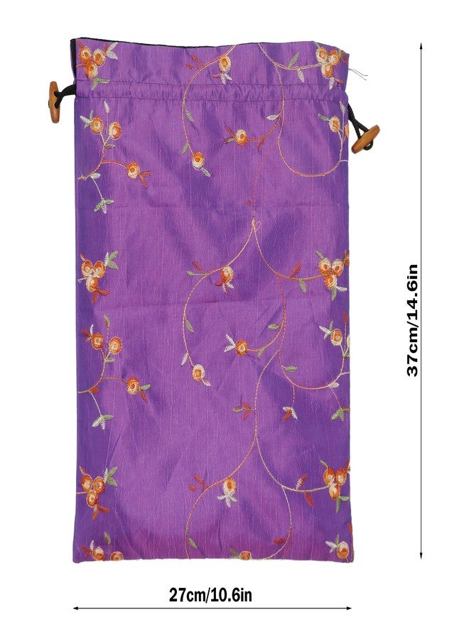 DODOGA 4pcs Embroidered Silk Flower Design Jacquard Travel Bag, Lingerie Bags Underwear Bags Laundry Bags Shoe Bags for Travel Storage for Men Women Washable Cloth Shoe Bags - Image 3