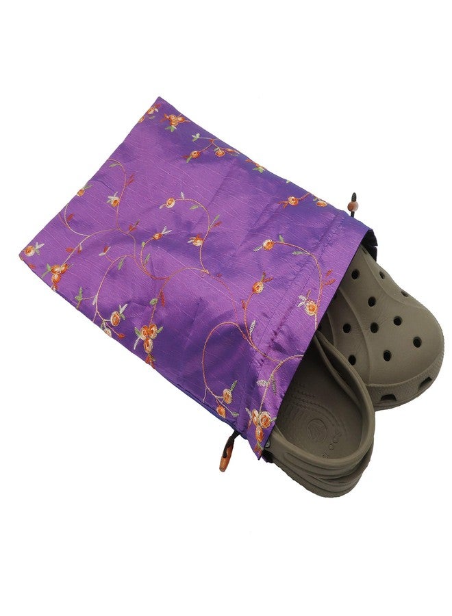 DODOGA 4pcs Embroidered Silk Flower Design Jacquard Travel Bag, Lingerie Bags Underwear Bags Laundry Bags Shoe Bags for Travel Storage for Men Women Washable Cloth Shoe Bags - Image 4