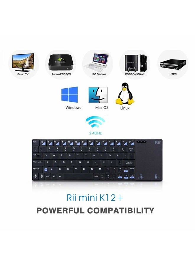RII K12 Ultra Slim Portable Mini Wireless KODI Keyboard with Large Size Touchpad Mouse Stainless Steel Cover and Rechargeable Li-Ion Battery, 2.4 GHz - Image 4