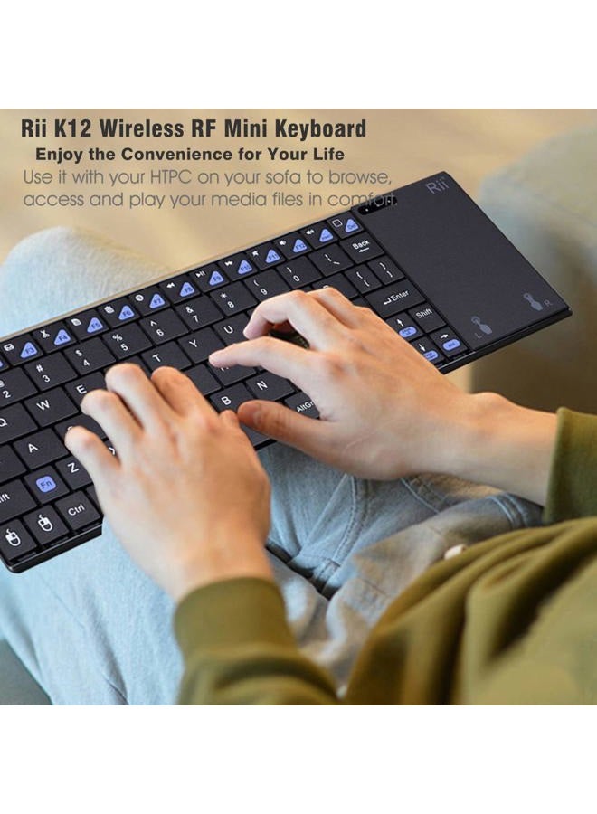 RII K12 Ultra Slim Portable Mini Wireless KODI Keyboard with Large Size Touchpad Mouse Stainless Steel Cover and Rechargeable Li-Ion Battery, 2.4 GHz - Image 5