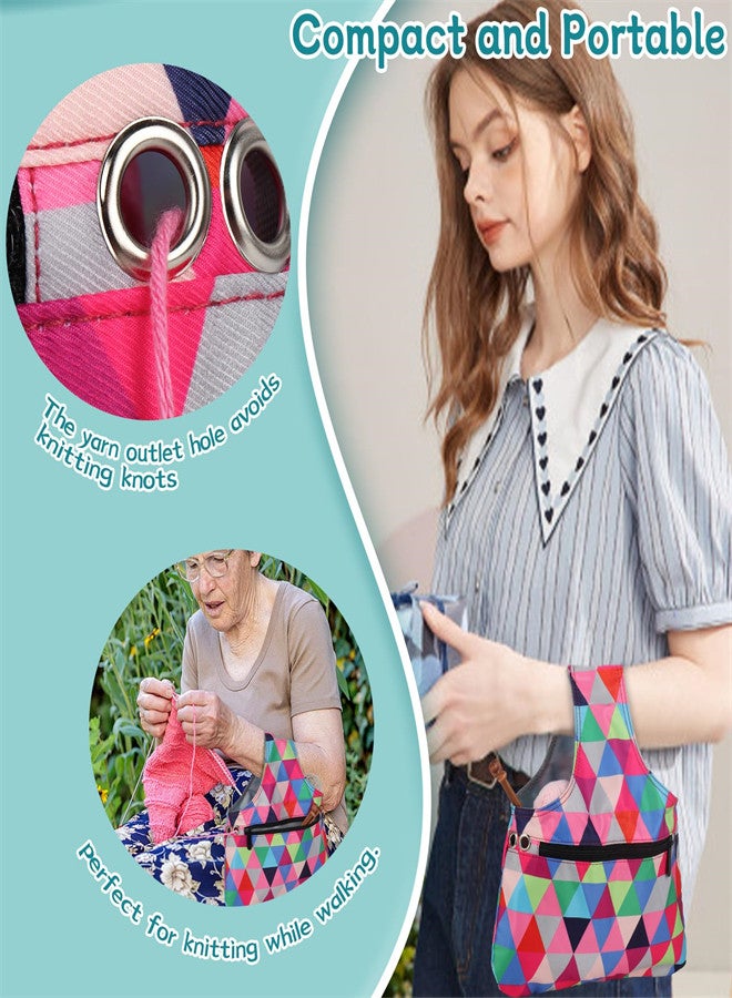 KASTWAVE Knitting Tool Storage Tote Bag Lightweight Travel Knitting Yarn Storage Bag Organizer Empty Portable Knit Wrist Bag for Holding Yarn, Crochet Hooks, Crochet Needles, Knitting Supplies - Image 3