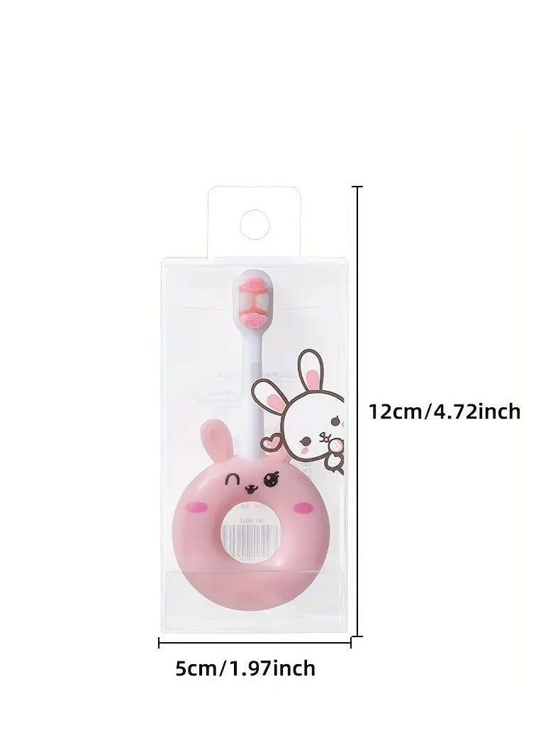 أطفال صغيرة فرشاة أسنان ناعمة من السيليكون للأطفال الصغار من عمر 0 ​​إلى 3 سنوات، تصميم كرتوني لطيف، شعيرات فائقة النعومة، تنظيف لطيف للأسنان الحساسة، لون وردي - Image 3