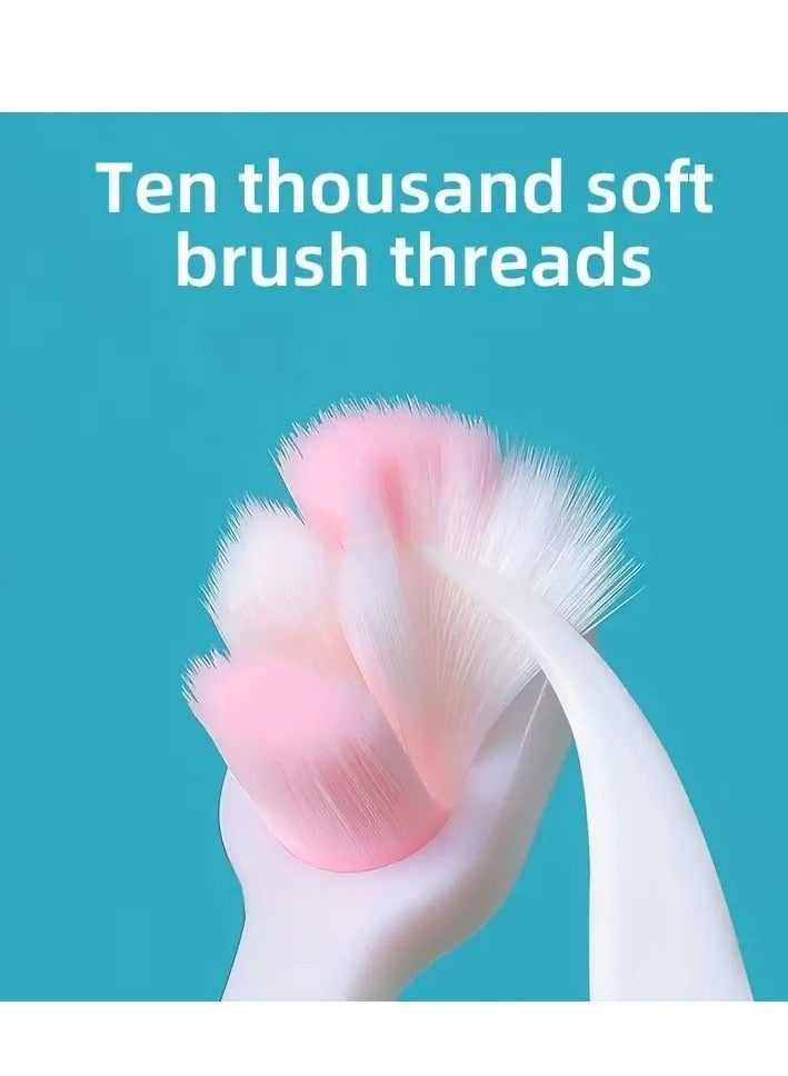 أطفال صغيرة فرشاة أسنان ناعمة من السيليكون للأطفال الصغار من عمر 0 ​​إلى 3 سنوات، تصميم كرتوني لطيف، شعيرات فائقة النعومة، تنظيف لطيف للأسنان الحساسة، لون وردي - Image 2