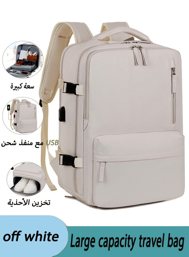 Royal Extra Large 55L Travel Laptop Backpack ,  Water Resistant College School Computer Bag for 17 Inch Laptop and Notebook, Airline Approved Business Work Bag  Anti Theft Computer Bag Work College School Bookbags Gifts,for Men Women (off white)  - Image 1
