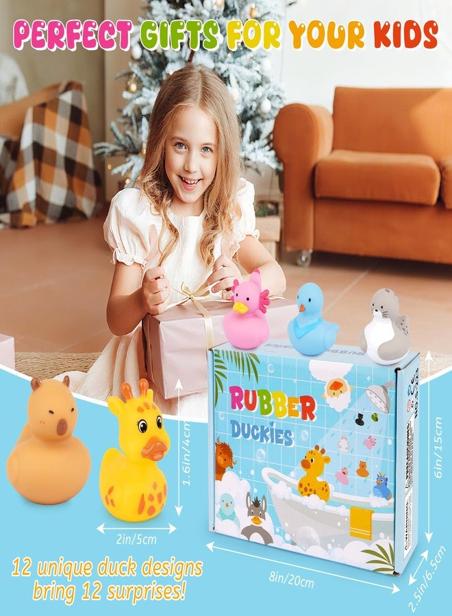 Prewplam 12PCS Rubber Ducks - Assorted Rubber Ducks with Black Cat,Highland Cow,Sheep Bath Toys,Toddler No Hole Ducks for Jeeps,Baby Bath Toys, Animal Bath Duckies for Baby Shower Pool Party Favors - Image 2