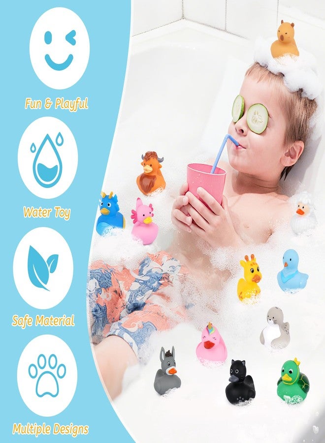 Prewplam 12PCS Rubber Ducks - Assorted Rubber Ducks with Black Cat,Highland Cow,Sheep Bath Toys,Toddler No Hole Ducks for Jeeps,Baby Bath Toys, Animal Bath Duckies for Baby Shower Pool Party Favors - Image 3