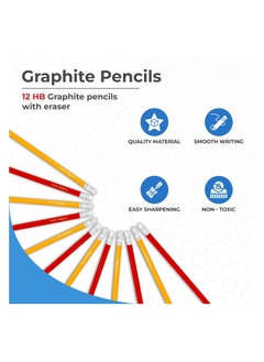 FATI HB Pencils with Rubbers - Graphite Pencils with Erasers for Writing, Drawing and Sketching – RED and YELLOW Pencils for Children - Perfect for Home School Office Classroom Supplies Pack of 12 - pzsku/Z69A1B2581B2FF0A7D7E3Z/45/_/1697214369/f3e23161-7328-44d7-acbb-6ca3f7e8c2d7