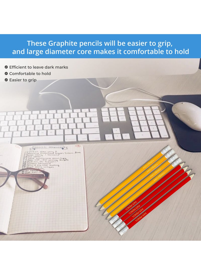 FATI ACCESSORIES FATI HB Pencils with Rubbers - Graphite Pencils with Erasers for Writing, Drawing and Sketching – RED and YELLOW Pencils for Children - Perfect for Home School Office Classroom Supplies Pack of 12 - Image 4