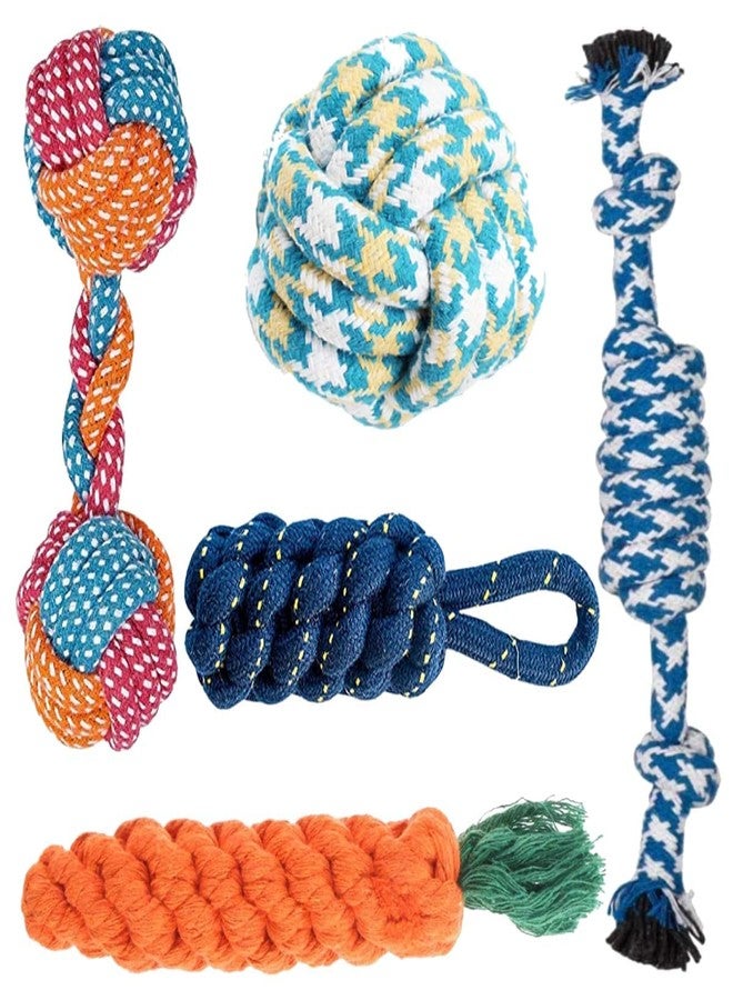 Fondle Dog Rope Toys Set, 6 Pack, Multicolor, Cotton, Squeaky Chicken, Chew Toys for Small to Medium Dogs - Image 2