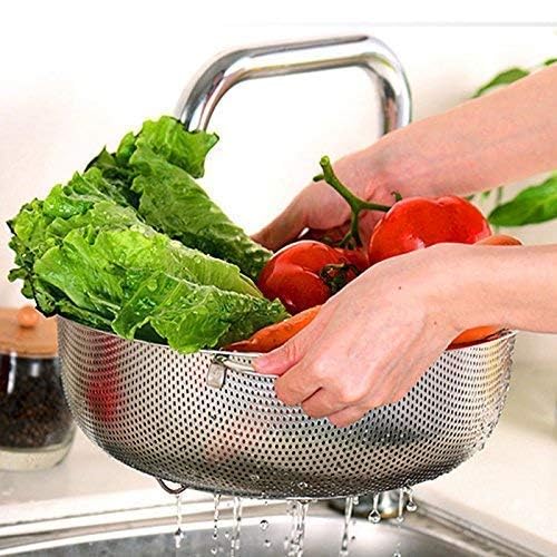dhavl Stainless Steel Wire Mesh Filter Colander Mesh Basket Strainer Fruits Colander Basket Vegetable Basket Multipurpose Basket Fruits Basket - Image 1