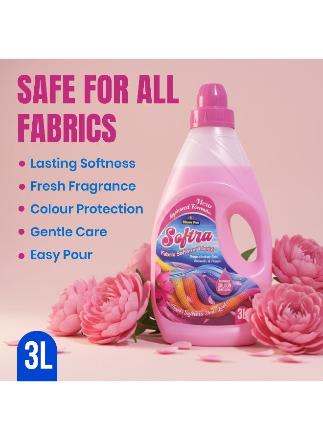 Silver Pot 18 L Fabric Softener Liquid Concentrate - Fresh Floral Scent, Pink - 6 Packs of 3L  - Protects Color - Gentle on Fabric - Makes Clothes Soft, Fresh & Shiny - Image 4