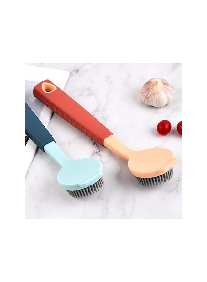 promass Household Dish Brush, Pots and Pans Silicone Cleaning Brush, Sink Stove Cleaning Brush Long Handle Cleaning Brush Kitchen Brush(Pack of 2, Red, Blue) - Image 2