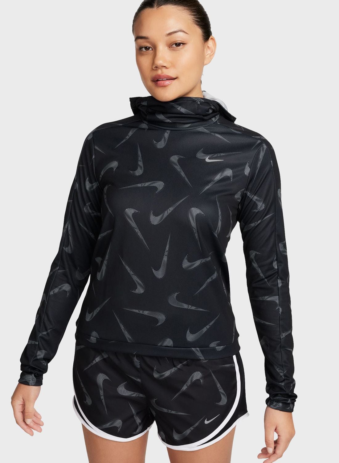 nike swoosh print hoodie