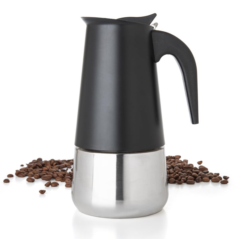 Mixpresso Black 9 Cup Greca Stovetop Espresso Pot 450ml/15oz, Moka Pot with Coffee Percolator Design, Stainless Steel Stove Top Coffee Maker for Camping or Home Use,Italian Stovetop Espresso Maker - Image 1