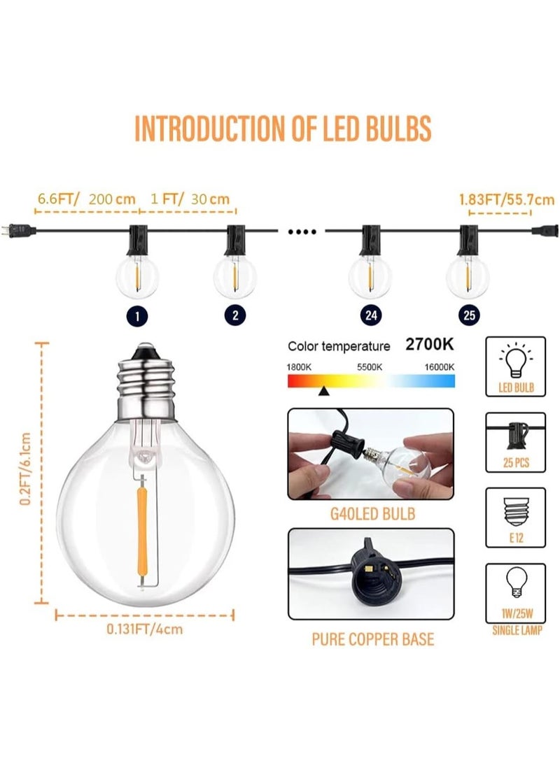 Plug String Lights 15m with 15 Vintage LED Bulbs – Warm White, Shatterproof, Weatherproof Outdoor Lighting for Patio, Garden & Backyard - Image 5