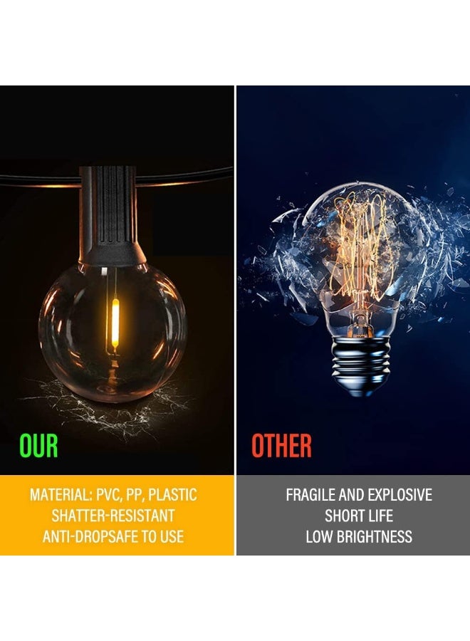 Plug String Lights 15m with 15 Vintage LED Bulbs – Warm White, Shatterproof, Weatherproof Outdoor Lighting for Patio, Garden & Backyard - Image 4