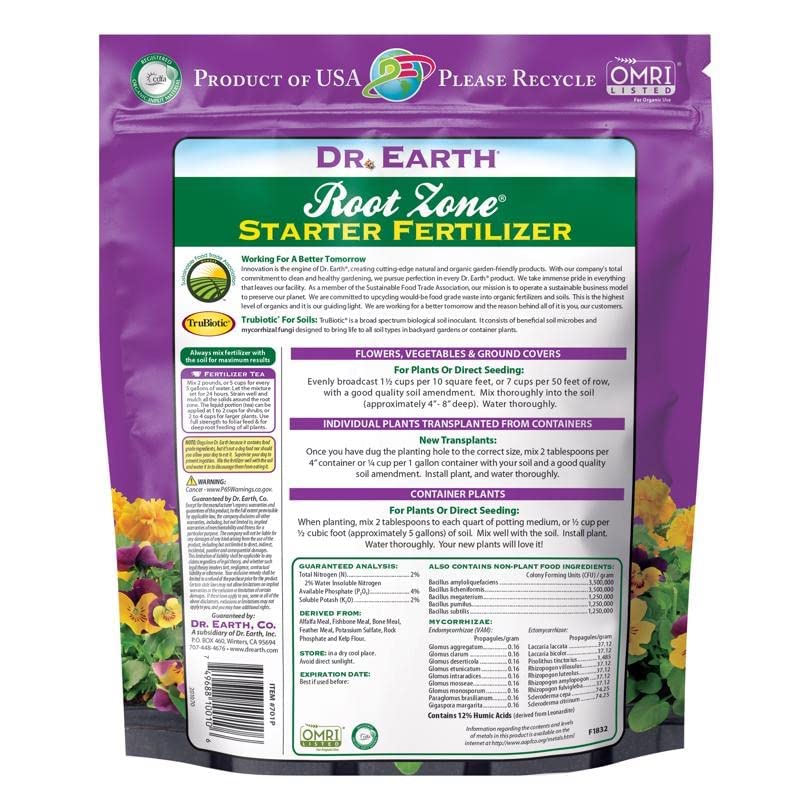Dr. Earth د. إيرث 701P سماد عضوي 2 للبداية وزراعة النباتات، 4 باوند - Image 2