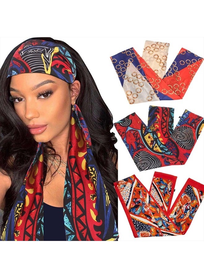 Xtrend 3Pcs Satin Edge Laying Scarf Wrap for Lace Wigs Silk HeadBand Scarf For Hair Wrapping At Night Fashion Headband for Yoga Sport Makeup Handbags Double Sided Stain Headwrap Scarf Tie - Image 1