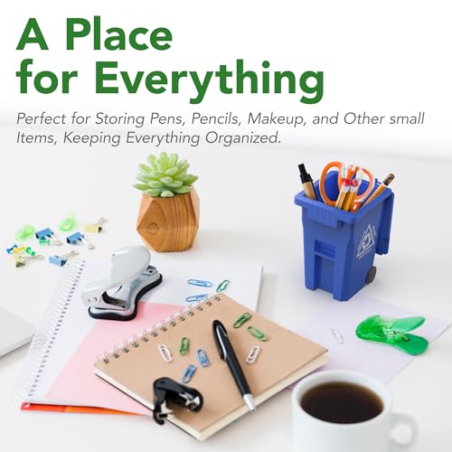 Wiosi Mini Garbage Trash Pen Holder for Desk, Pack of 2, Blue & Green, Tiny Recycle Bin Pencil Holder | Storage for Pencils & Pens | Office Stationery to Organize The Desk | Ideal for Student Work - Image 4