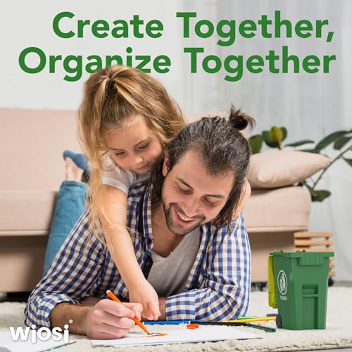 Wiosi Mini Garbage Trash Pen Holder for Desk, Pack of 2, Blue & Green, Tiny Recycle Bin Pencil Holder | Storage for Pencils & Pens | Office Stationery to Organize The Desk | Ideal for Student Work - Image 2