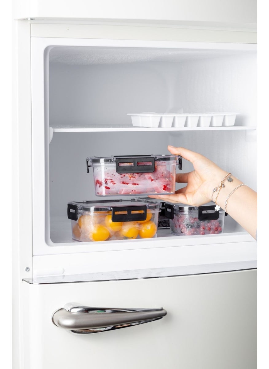 Nandy Home 3 Piece Set Rectangular Clear Storage Container Set with Lock Lid - 900ML  - Image 3