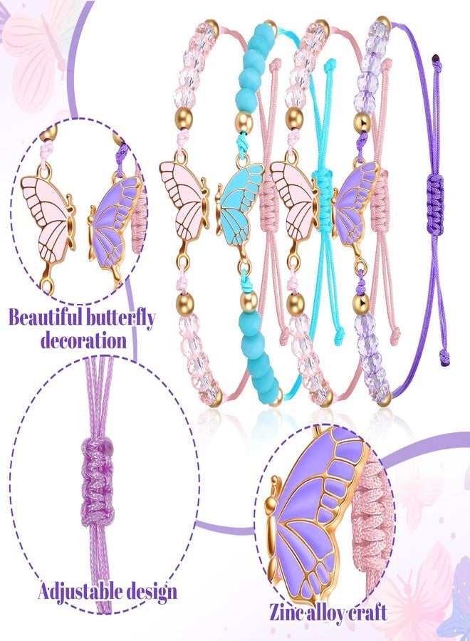 ElevateTech Matching Bracelets, 2 Pairs Butterfly Friendship Bracelets BFF Bracelet for 2 Adjustable Strand Best Friend Bracelet Handmade Charm Jewelry Gifts for Women Couples Friend - Image 3