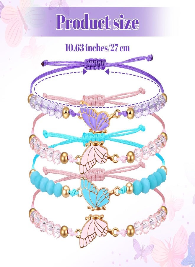 ElevateTech Matching Bracelets, 2 Pairs Butterfly Friendship Bracelets BFF Bracelet for 2 Adjustable Strand Best Friend Bracelet Handmade Charm Jewelry Gifts for Women Couples Friend - Image 2