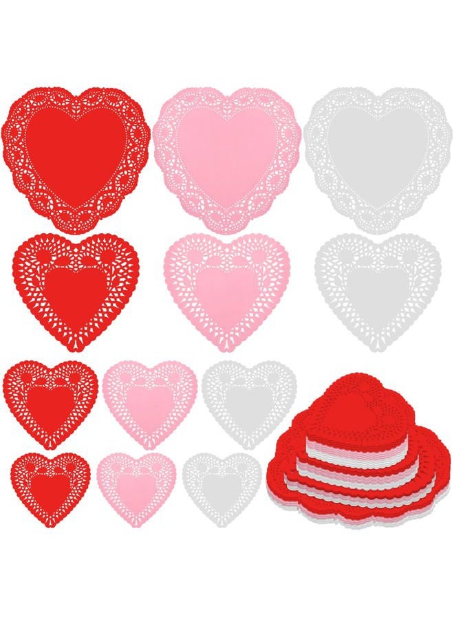 Glenmal 1000 Pcs Valentine Heart Doilies Valentines Day Paper Doilies for Crafts with 3 Colors Red Pink and White Paper Lace Heart Cutouts for Party Decorations - Image 1