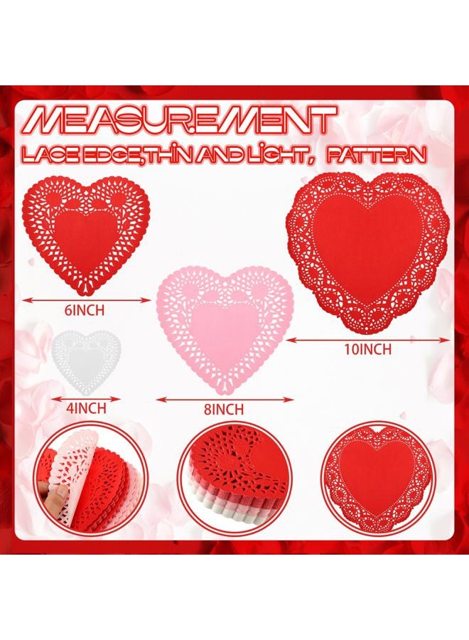 Glenmal 1000 Pcs Valentine Heart Doilies Valentines Day Paper Doilies for Crafts with 3 Colors Red Pink and White Paper Lace Heart Cutouts for Party Decorations - Image 2