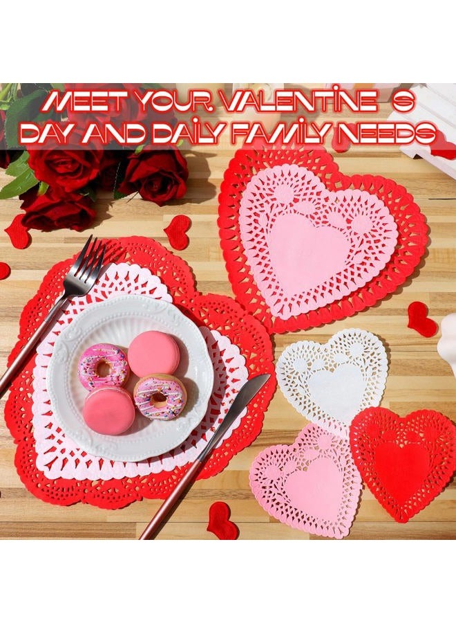 Glenmal 1000 Pcs Valentine Heart Doilies Valentines Day Paper Doilies for Crafts with 3 Colors Red Pink and White Paper Lace Heart Cutouts for Party Decorations - Image 3