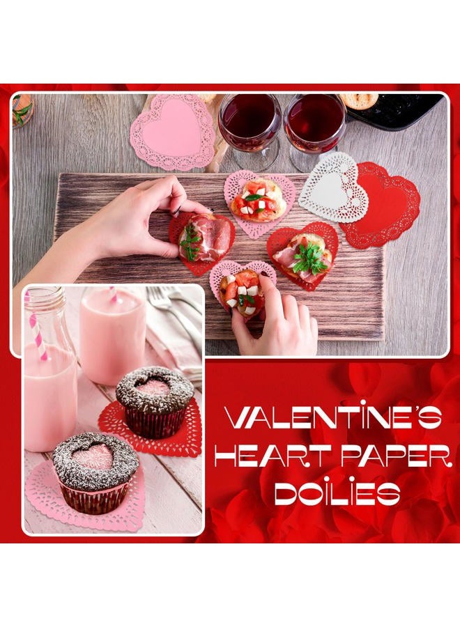 Glenmal 1000 Pcs Valentine Heart Doilies Valentines Day Paper Doilies for Crafts with 3 Colors Red Pink and White Paper Lace Heart Cutouts for Party Decorations - Image 4