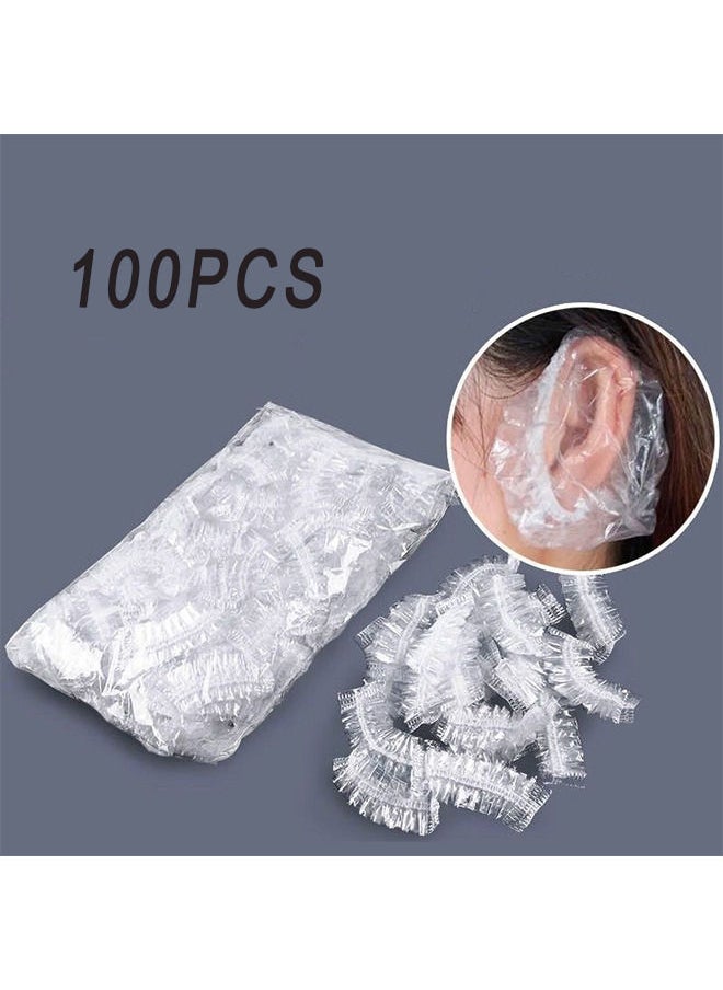 Depend 100 PCS Ear Protector Caps Disposable Elastic Clear Shower Water Ear Covers Large For Hair Dye - Shower - Bathing Ear Cover Caps - Spa Home Use Hotel and Hair Salon  - Image 1