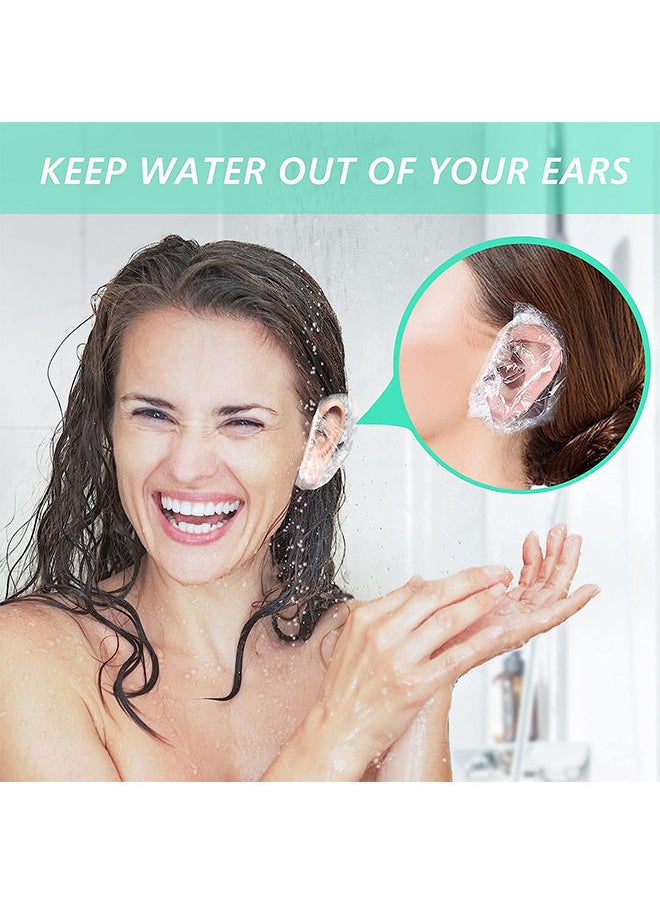 Depend 100 PCS Ear Protector Caps Disposable Elastic Clear Shower Water Ear Covers Large For Hair Dye - Shower - Bathing Ear Cover Caps - Spa Home Use Hotel and Hair Salon  - Image 2