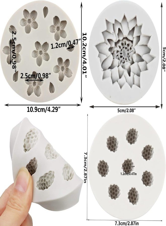 Skytail 3 Pack Cherry Blossom Raspberry & Lotus Flower Silicone Moulds for Fondant Chocolate Candy Cake Decoration Cupcake Topper Gummy Jelly Ice Cube Sugarpaste Clay Soap Candle Resin Jewelry Molds - Image 2