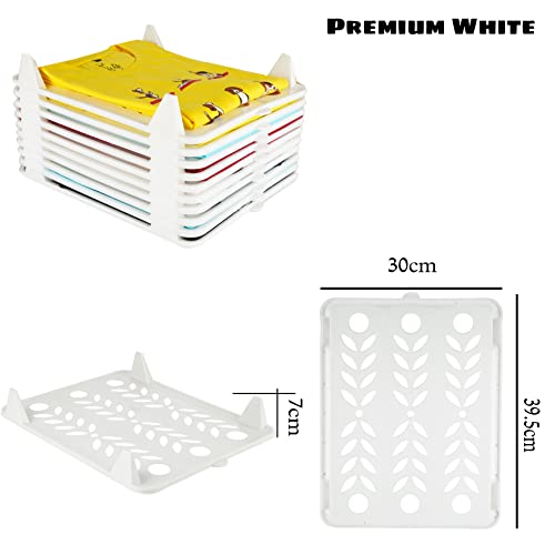 mechdel Cloth Tray Wardrobe Organizer Cabinet Folding Board for Shirts, T-Shirt, Jeans, Storage Rack (CLOSET TRAY- (Premium BIG -10PCS SET), White) - Image 2