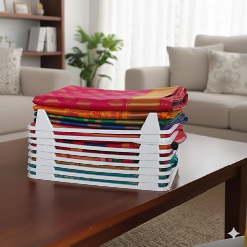mechdel Cloth Tray Wardrobe Organizer Cabinet Folding Board for Shirts, T-Shirt, Jeans, Storage Rack (CLOSET TRAY- (Premium BIG -10PCS SET), White) - Image 5