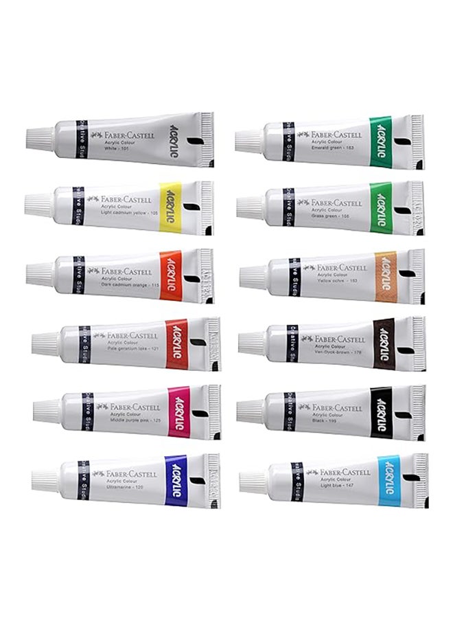 FABER-CASTELL 12-Piece Acrylic Colour Paint Tubes With Palette  - Image 2