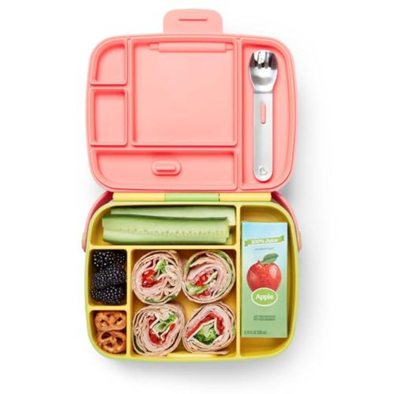 Lunch Bento Box with Stainless Steel Utensils, Reusable Spoon and Fork, Leakproof Food Container for On the Go Meal, BPA Free Insulated Lunch box, Toddler/, 18 Months and above, Yellow - Image 1